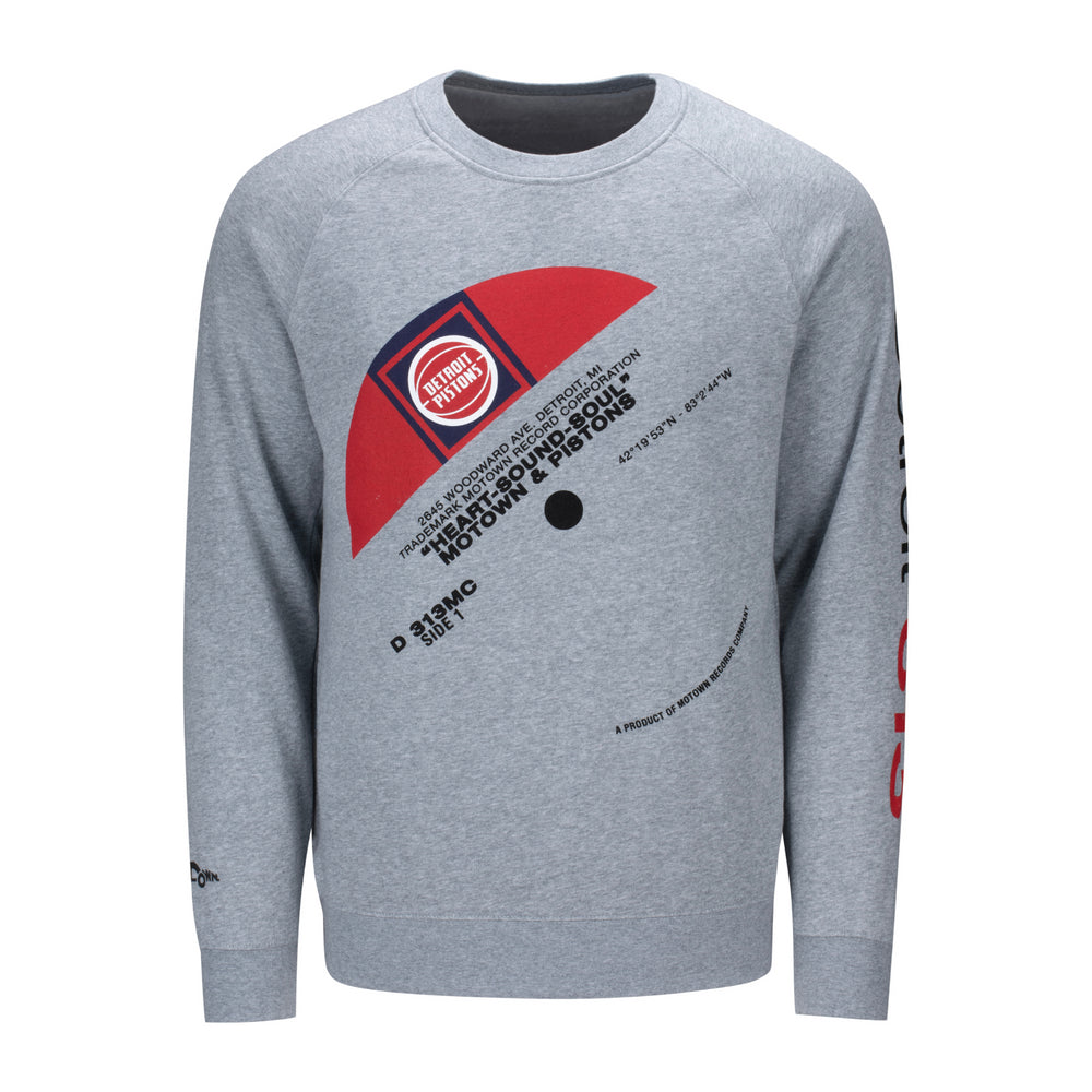 Pistons x Motown Vinyl Record Gray Crewneck Sweatshirt