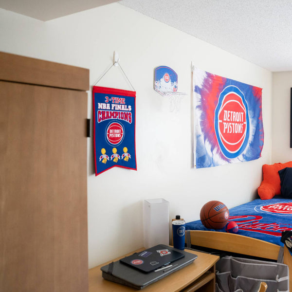Detroit Pistons 14x22 3-Time NBA Champions Banner Hung in Dorm