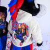 Hooper Wearing Detroit Pistons x Kiwiclo Hooper's Birthday Dunk Hoodie in White - Back View