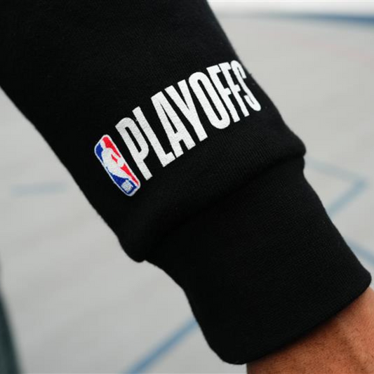 Detroit Pistons Playoffs '26 Hoodie in Black - Sleeve Detail View