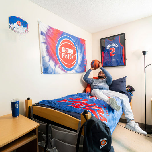 Detroit Pistons Mini Hoop-Ball Set in dorm room