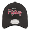 Ladies Detroit Pistons New Era 920 Metallic Script Hat in Black - Front View