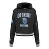 Ladies Detroit Pistons Pro Standard Rib Fleece Crop Sweatshirt in black - Front View