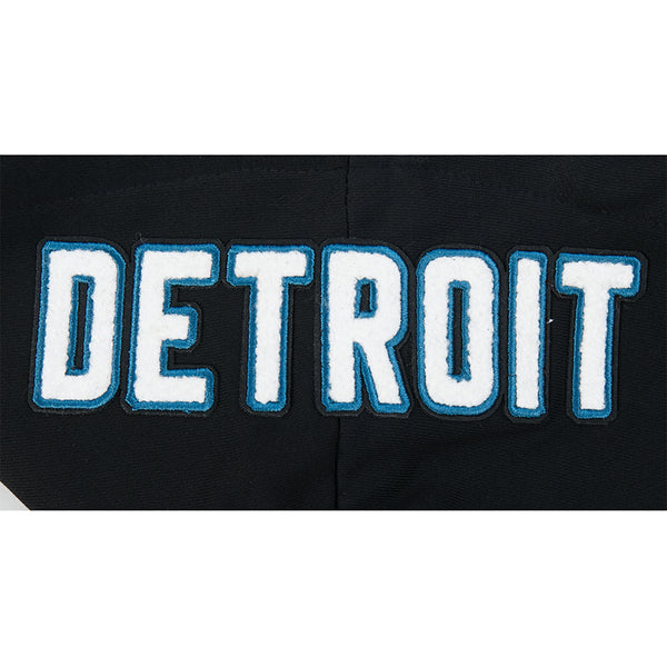 Ladies Detroit Pistons Pro Standard Rib Fleece Crop Sweatshirt in black - Hood Logo Detail