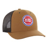 Detroit Pistons 47 Brand Carhartt Trucker Hat in Brown - Front Left View