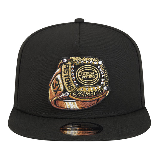 Detroit Pistons New Era 3 Times Champ Ring 950AF Snapback in Black - Front View