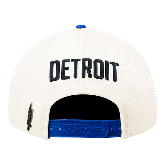 Detroit Pistons Pro Standard Modern Originals Snapback in White and Blue - Back View