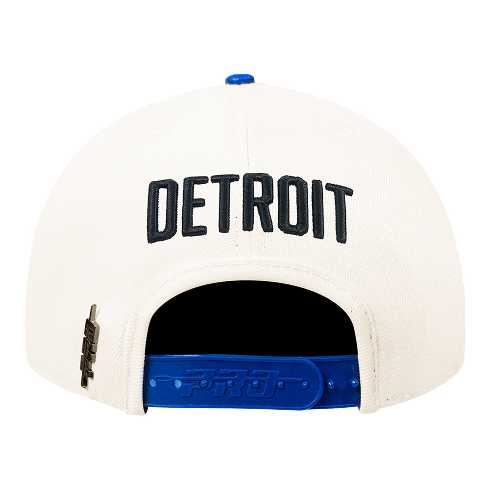 Detroit Pistons Pro Standard Modern Originals Snapback in White and Blue - Back View