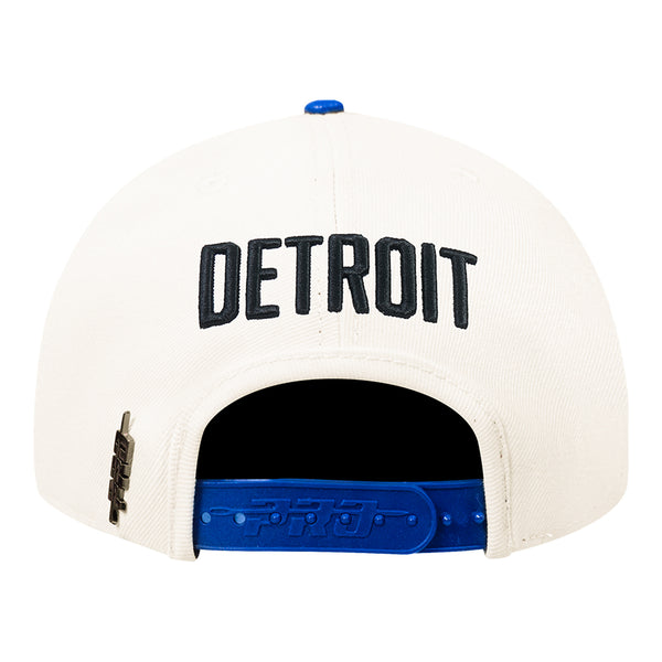 Detroit Pistons Pro Standard Modern Originals Snapback in White and Blue - Back View