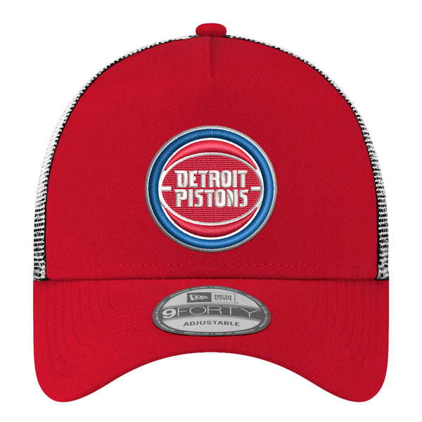 Detroit Pistons New Era 940AF Trucker Snapback in Red - Front View
