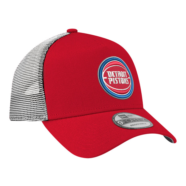 Detroit Pistons New Era 940AF Trucker Snapback in Red - Front Right View