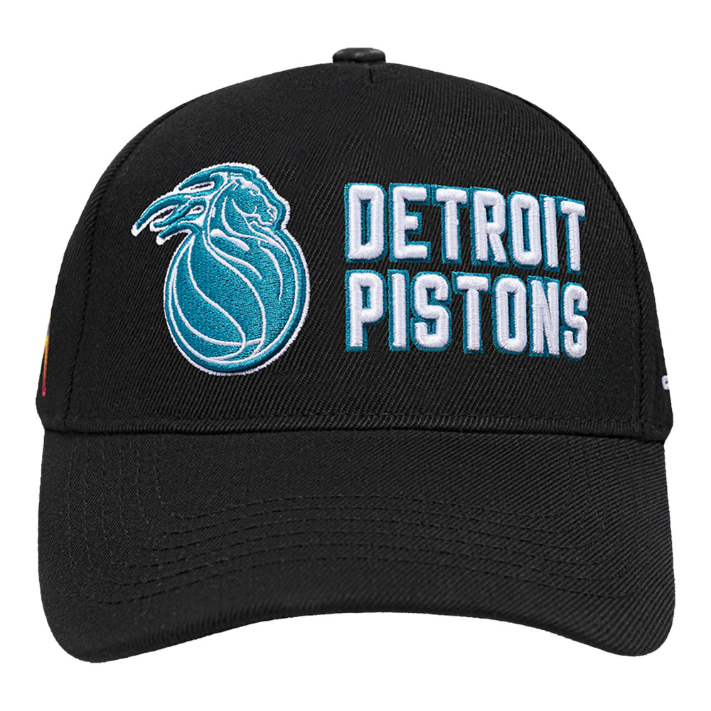 2025-26 City Edition Detroit Pistons Pro Standard Pro Pinch Snapback in Black - Front View
