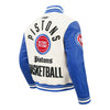 Detroit Pistons Pro Standard Modern Originals Varsity Jacket in White - Back Right View