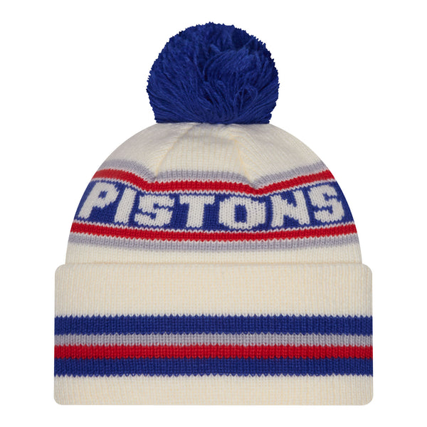 Detroit Pistons New Era Classic Team Knit in White - Back View