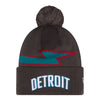 2025-26 City Edition Detroit Pistons New Era Knit in Black - Front View