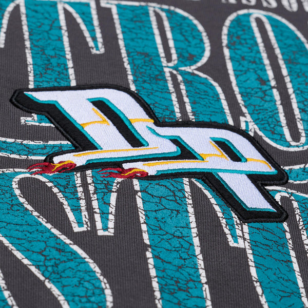 Detroit Pistons Mitchell & Ness HWC Vintage Crewneck in Black - Front Graphic View