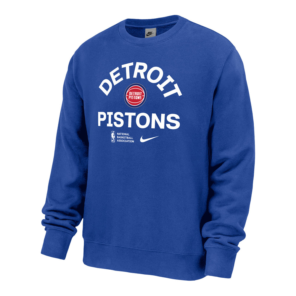 Detroit Pistons Nike Club Fleece Wordmark Crewneck