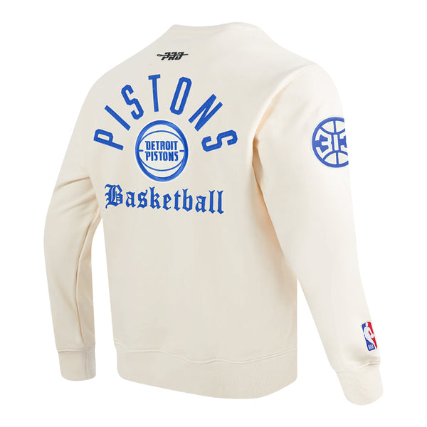 Detroit Pistons Pro Standard Modern Originals Crewneck Sweatshirt in White - Back Left View