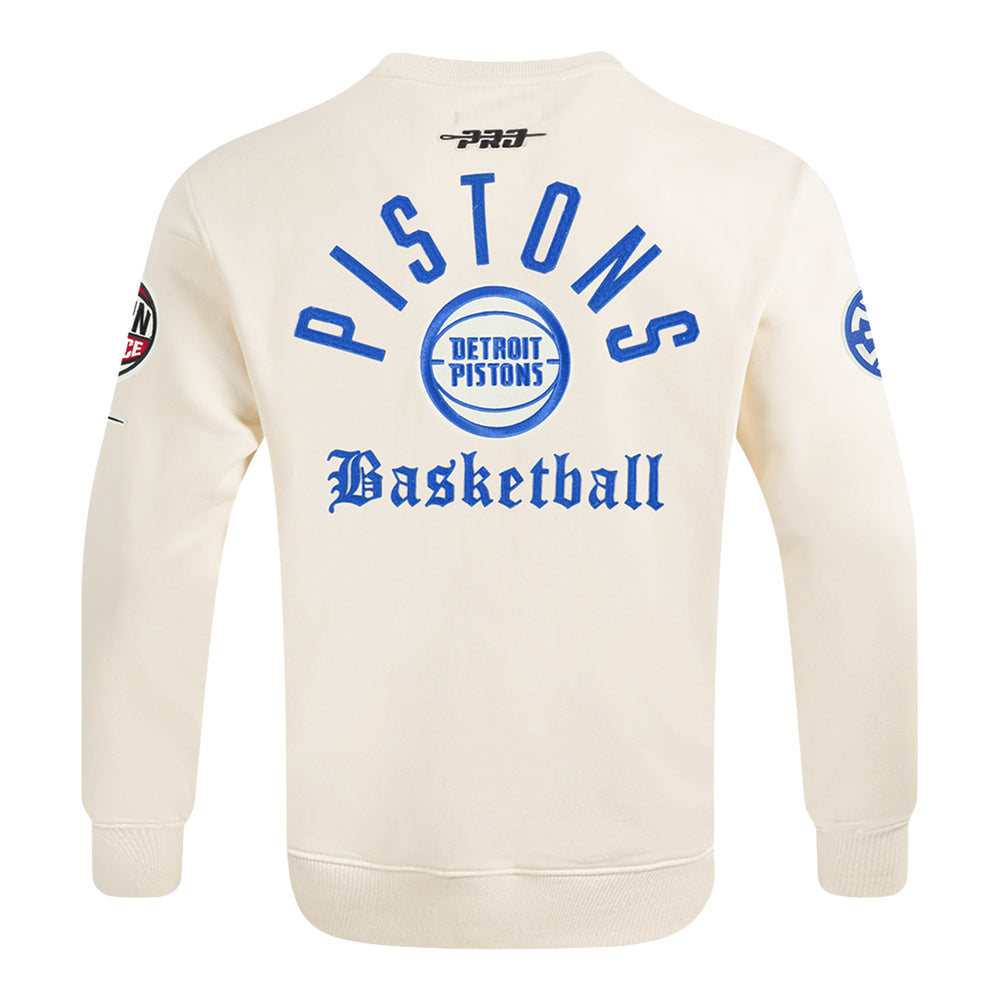Detroit Pistons Pro Standard Modern Originals Crewneck Sweatshirt in White - Back View