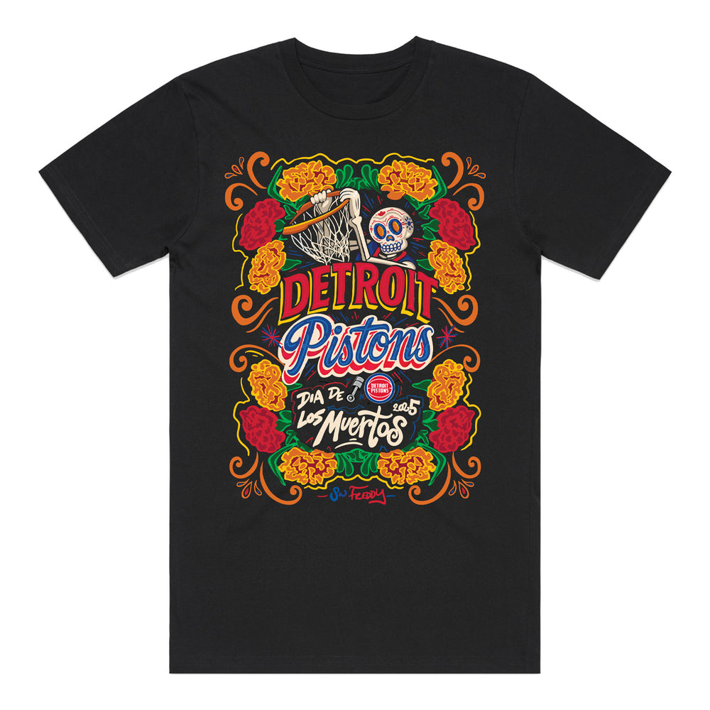 Detroit Pistons X SW Freddy Día De Los Muertos T-Shirt