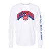 Detroit Pistons Whatupdoe Long Sleeve T-Shirt in White - Front View