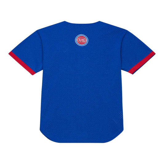 Detroit Pistons Mitchell & Ness Head Coach Baseball Jersey in Blue - Back View