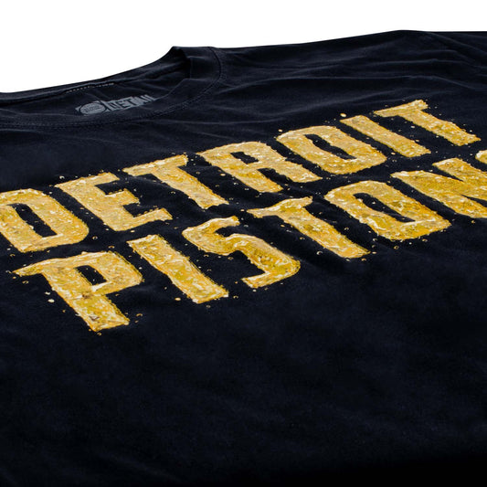 Detroit Pistons 313 Shop Black & Gold Mosaic T-Shirt in Black - Front View