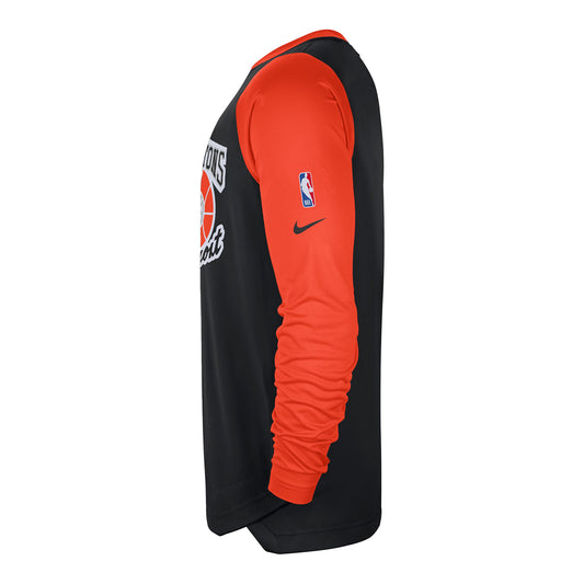 2024-25 DETROIT PISTONS CITY EDITION NIKE PREGAME T-SHIRT IN BLACK - SIDE VIEW