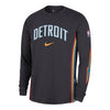 2025-26 City Edition Detroit Pistons Nike Pre-Game Top in Black - Front View