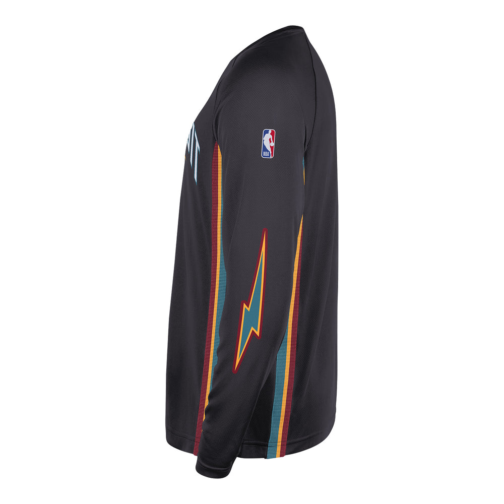 2025-26 City Edition Detroit Pistons Nike Pre-Game Top in Black - Side View