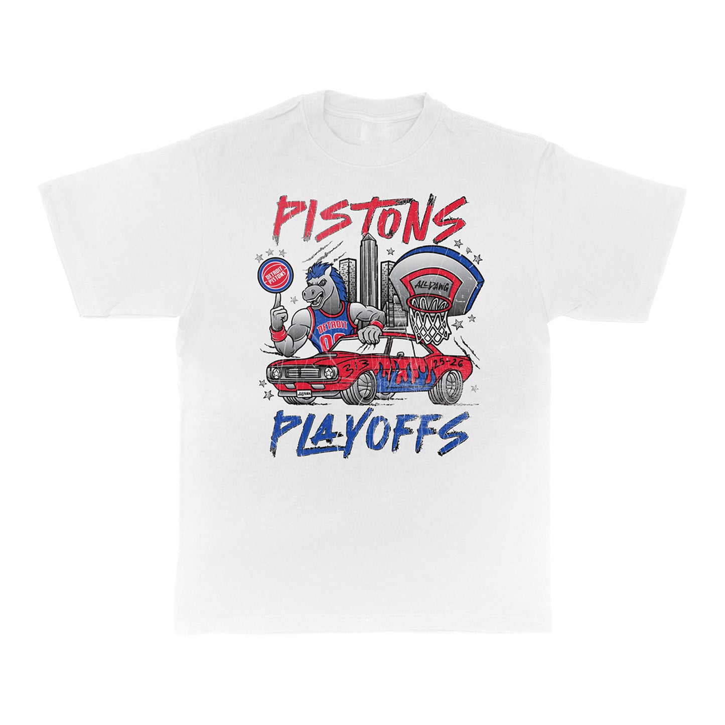 Detroit Pistons Playoffs '26 'JustbyJuliana' Heavyweight T-Shirt - Front View