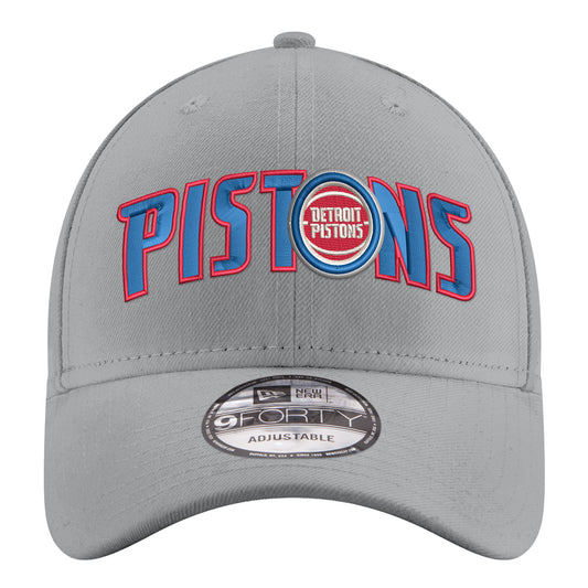 Youth Detroit Pistons New Era 940 Wordmark Hat in Grey - Front View