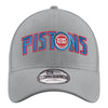 Youth Detroit Pistons New Era 940 Wordmark Hat in Grey - Front View