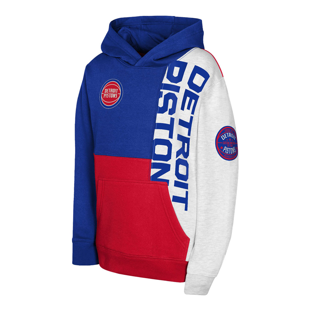 Youth Detroit Pistons Outerstuff Splash Colorblock Hooded Sweatshirt