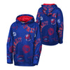 Youth Detroit Pistons Moving Violation Hooded Sweatshirt in Blue - Front and Back View