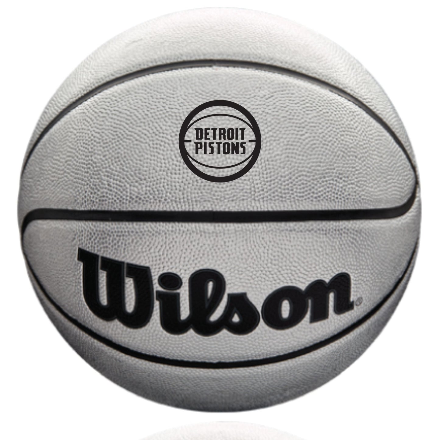 2026 NBA All Star Cade Cunningham Full Size Platinum Basketball in Silver - Detroit Pistons Logo View