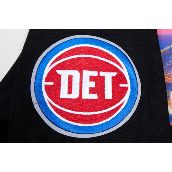 Pistons Pro Standard City Scape Hooded Sweatshirt in Black - Right Arm Graphic Zoom