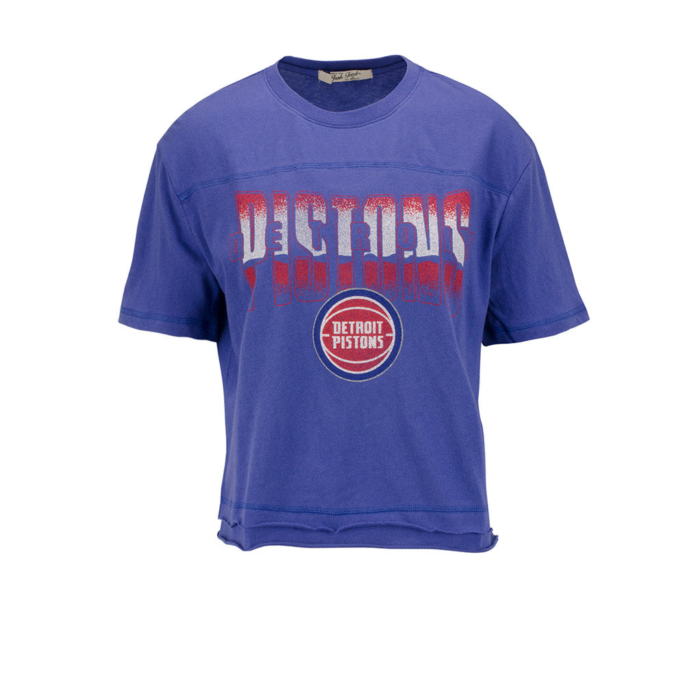Ladies Detroit Pistons Junk Food Liberty Crop T-Shirt