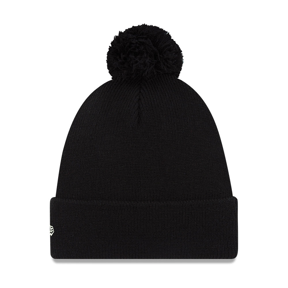 Detroit Pistons Ladies New Era 313 Black Knit - Back View