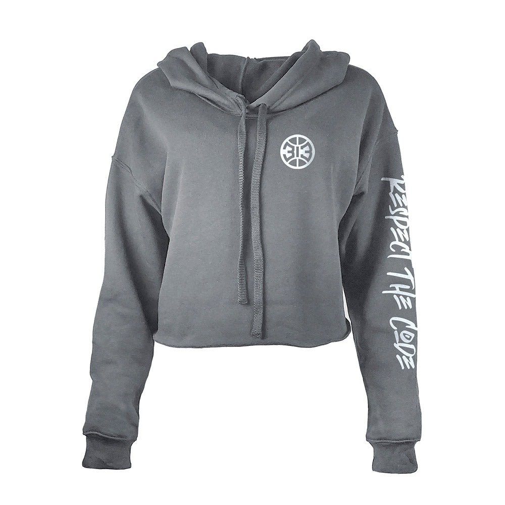 Ladies Detroit Pistons Respect the Code Crop Hooded Sweatshirt