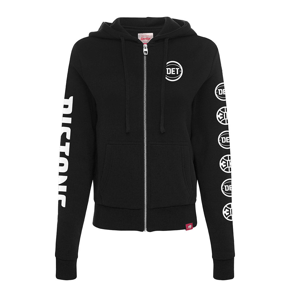 Ladies Sportiqe Pistons Full Zip Hooded Sweatshirt