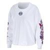 Pistons Ladies WEAR by Erin Andrews Celebration Long Sleeve T-Shirt in White - Front View