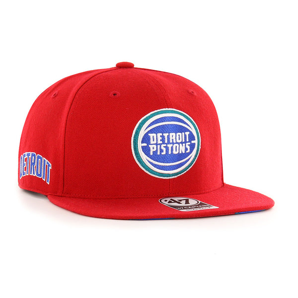 Pistons '47 Brand Remix Captain Snapback Hat in Red - Right View