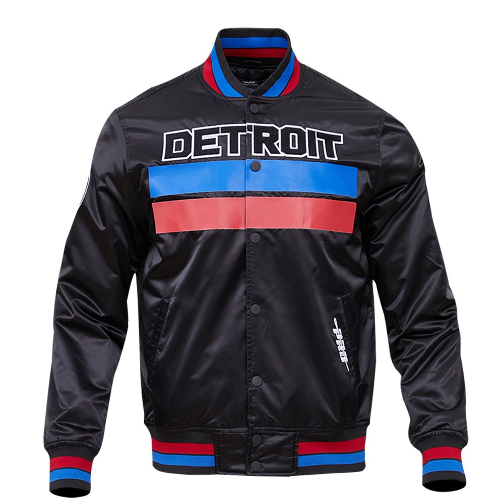 Pro Standard Pistons Statement Edition Classic Satin Jacket in Black - Front View