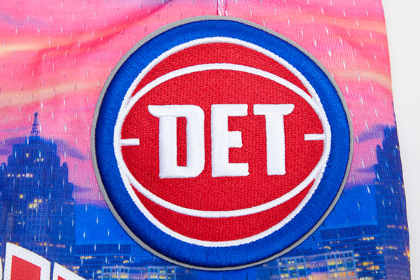 Pistons Pro Standard City Scape Shorts in Multi - Front Left Side Graphic Zoom