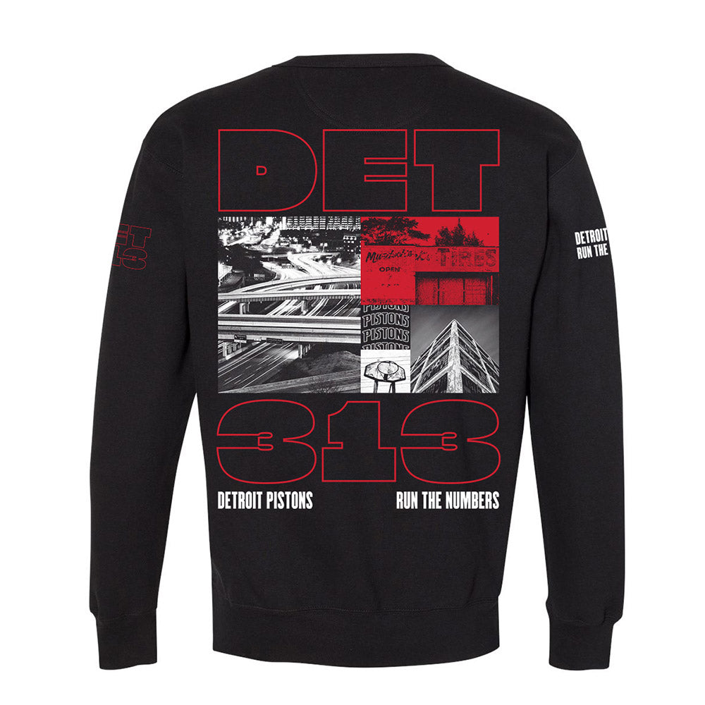 Detroit Pistons Run The Numbers Crewneck Sweatshirt