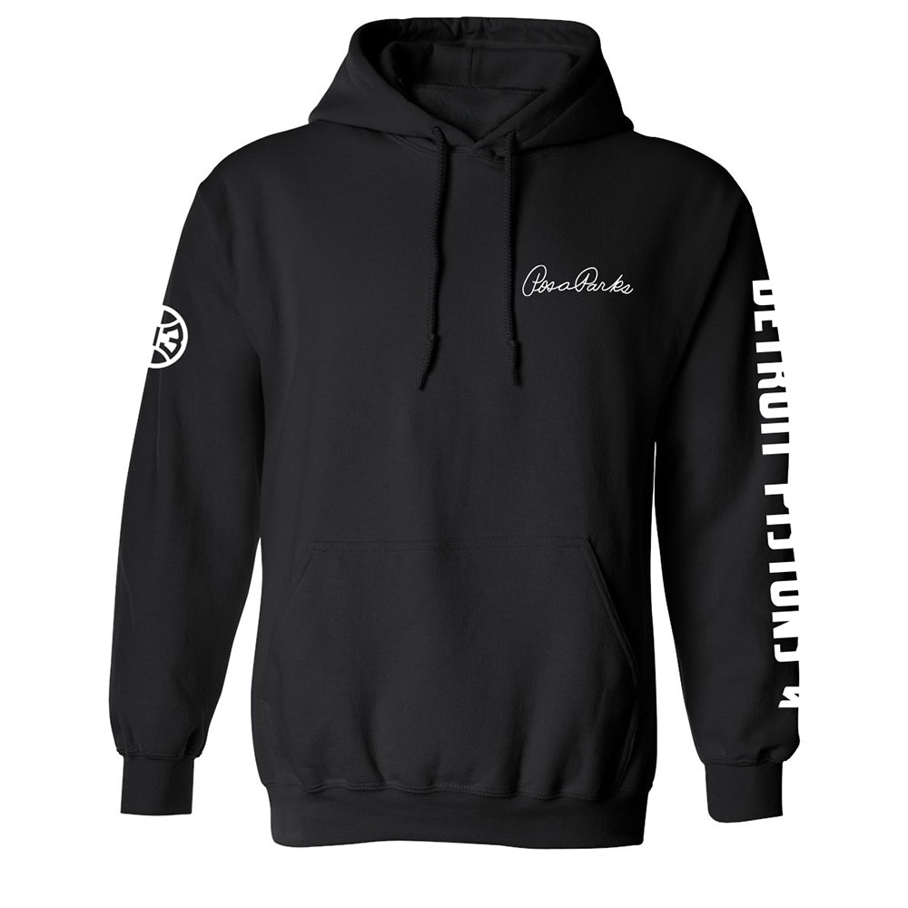 Pistons Rosa Parks Signature Pullover Hood in Black - Front View