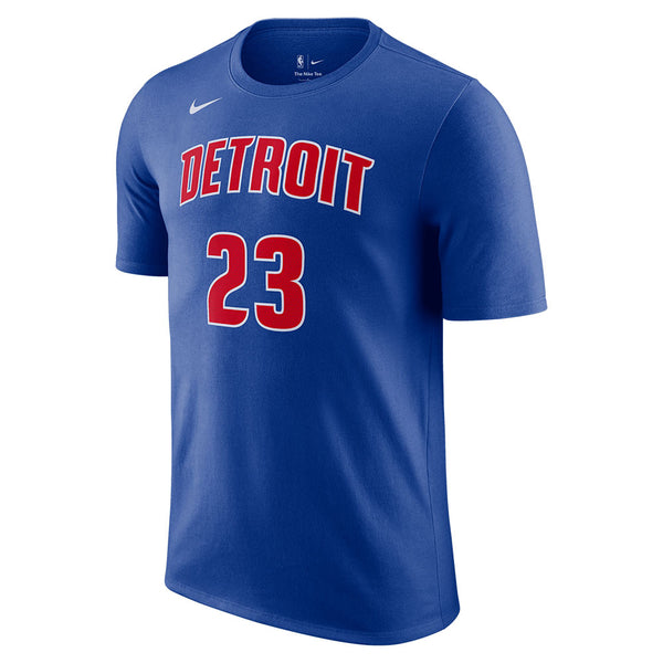 Nike Pistons Jaden Ivey Name & Number T-Shirt in Blue - Front View
