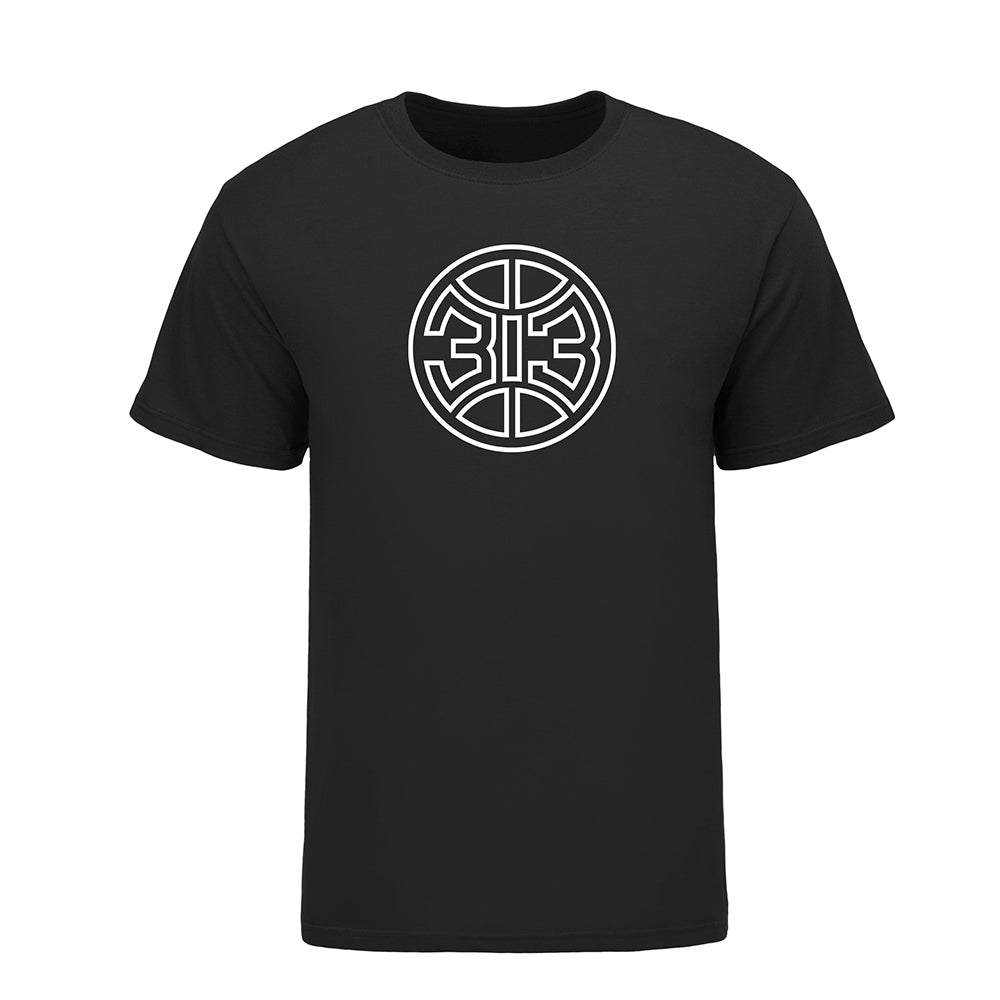 Pistons 313 Jaden Ivey Name & Number T-Shirt in Black - Front View