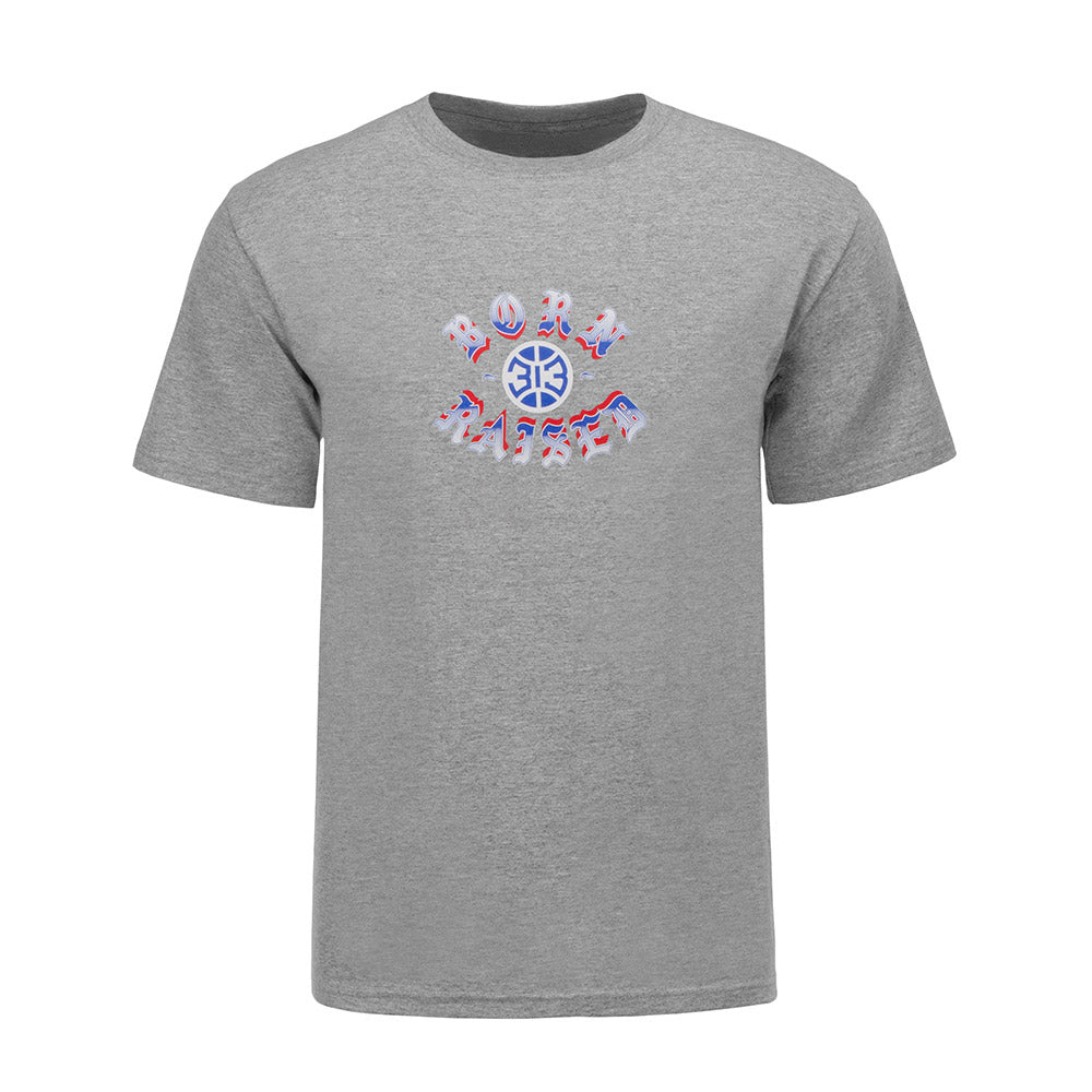 Born X Raised + Pistons Chrome Gray Rocker T-Shirt - Front View